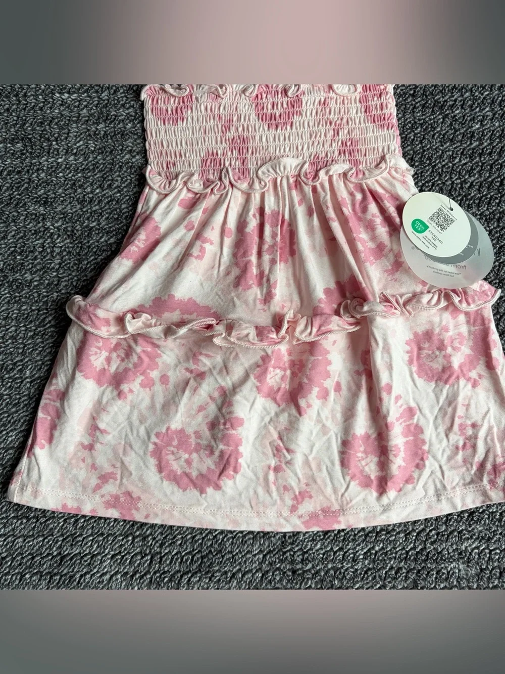Milkberry Girls 18M Pink Tie Dye Dress - NWT Bamboo Casual Smocked Ruffle Dress